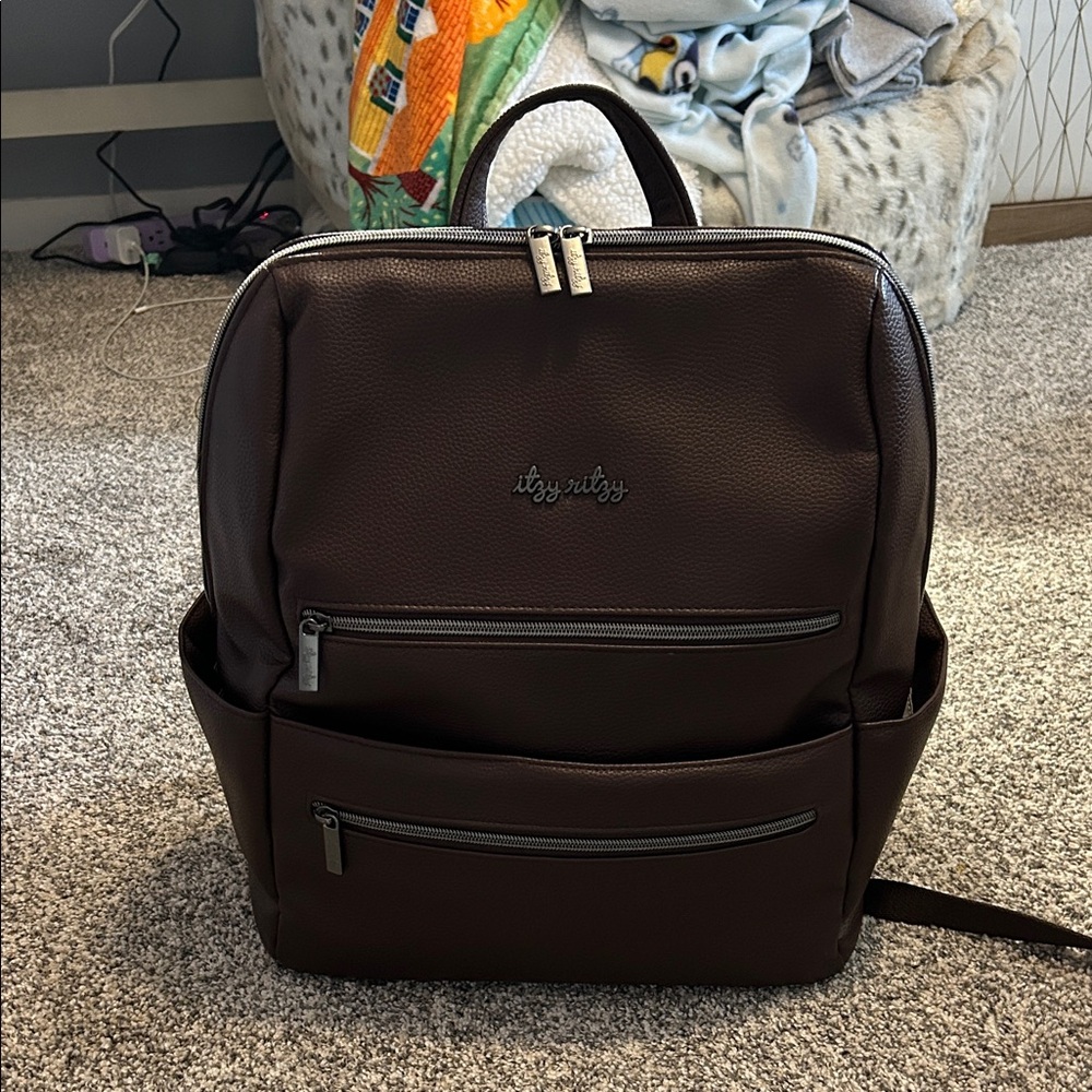Itzy Ritzy Eras Midi Diaper Bag Backpack in Espresso Brown